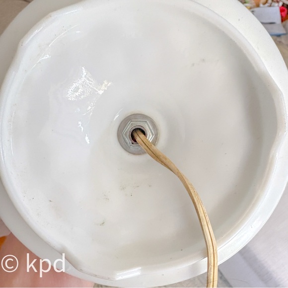 Vintage Milk Glass Hobnail Table Lamp with Pressed Glass Globe - Picture 10 of 10